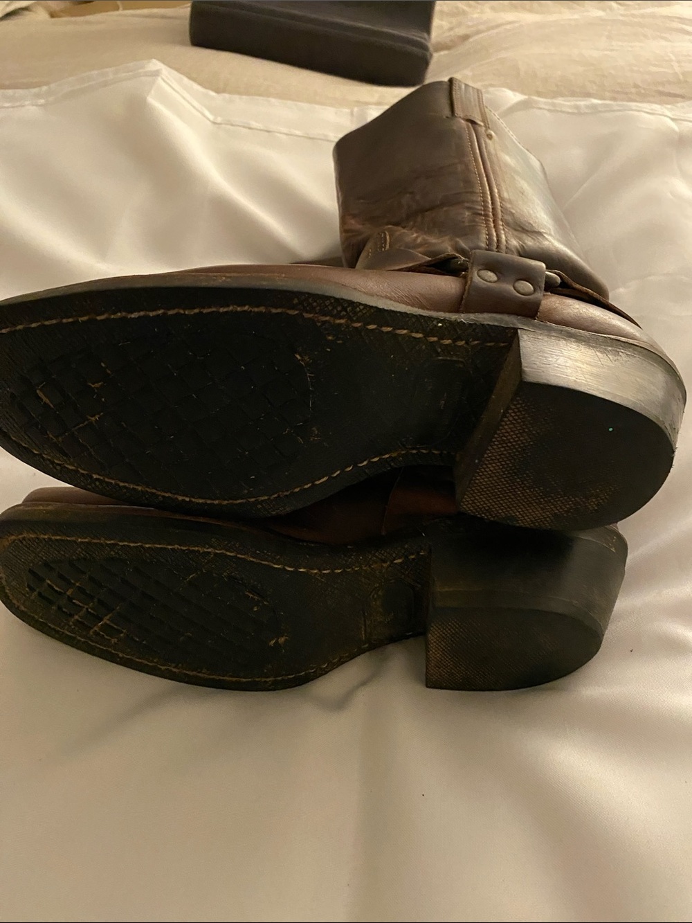 Frye Brown Leather Harness Moto Boots - Picture 6 of 10